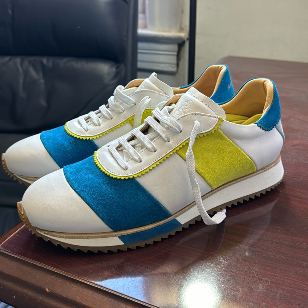 Vibrant Women's Sneakers in White, Blue, and Yellow